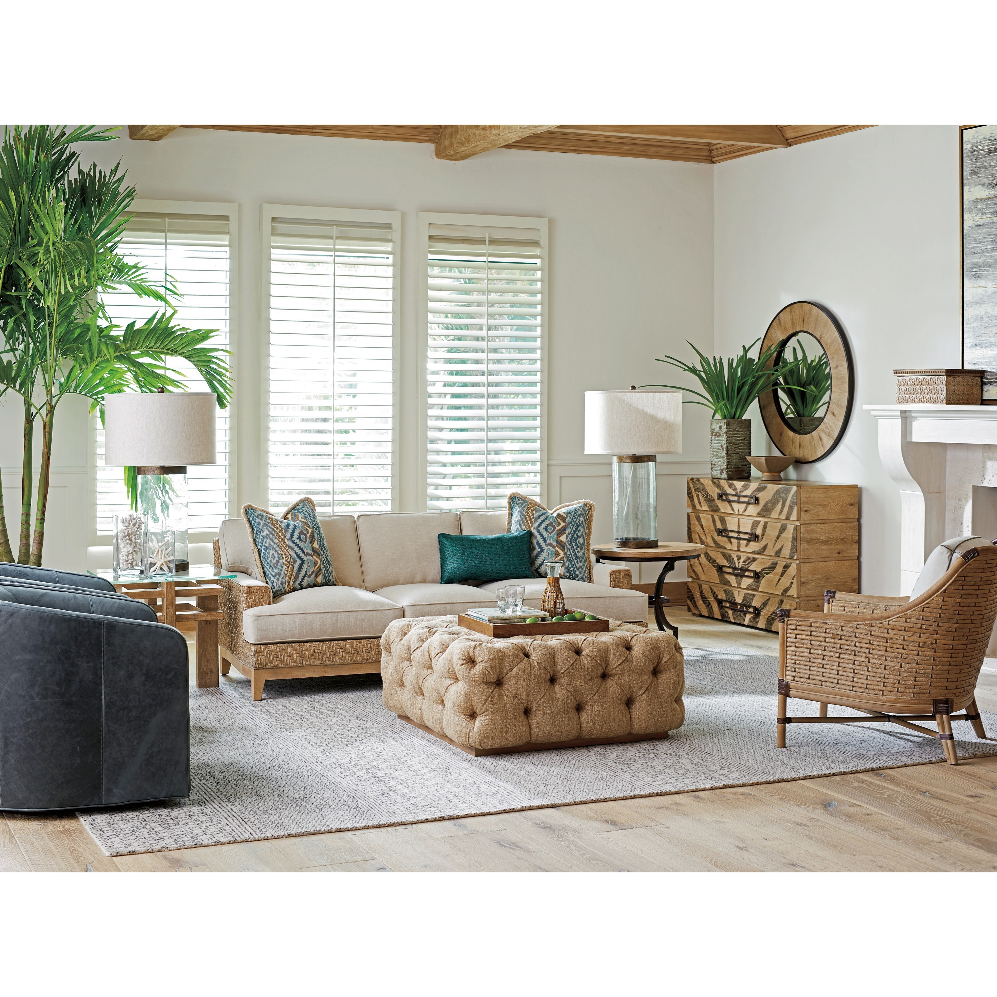 Tommy Bahama Home Los Altos 728844 Laurel Cocktail Ottoman with Button